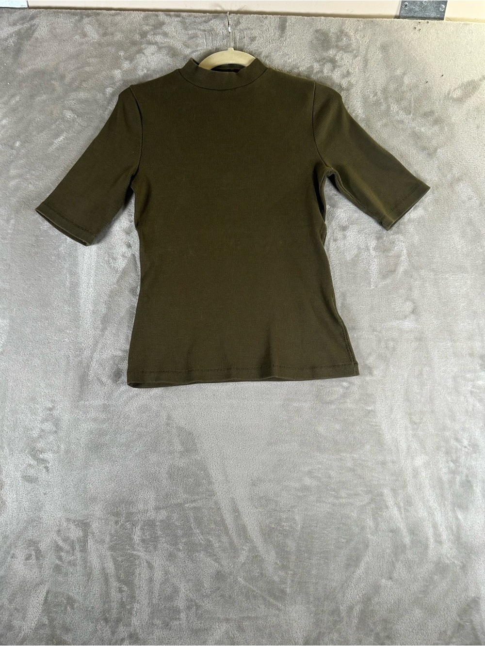 Maeve Women's Olive Short Sleeve Mock Neck Top